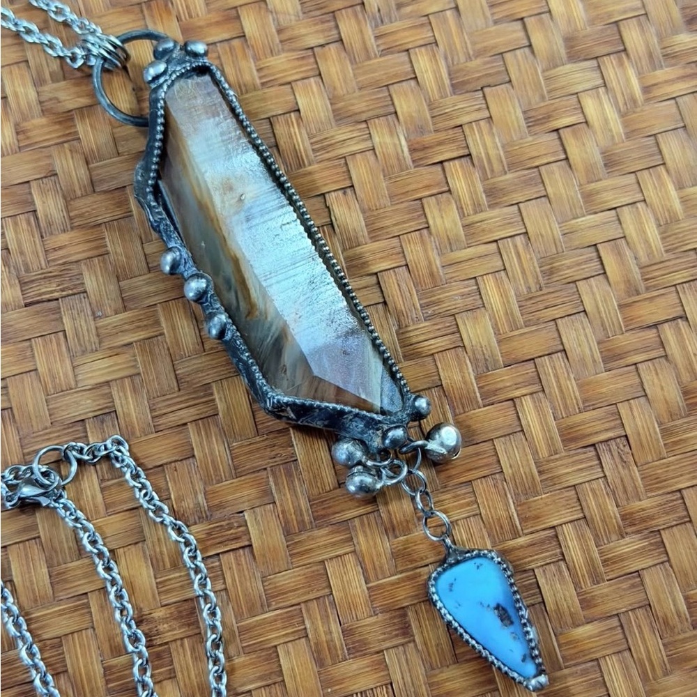 Silver and Blue Pendant Necklace